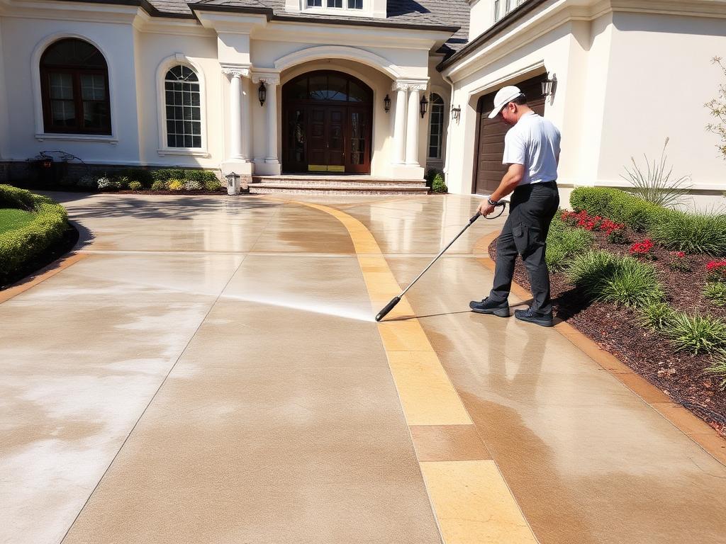 Pressure Washing professional at work in South Florida